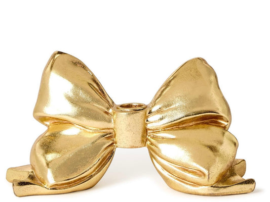 Gold Bow Taper Candle Holder