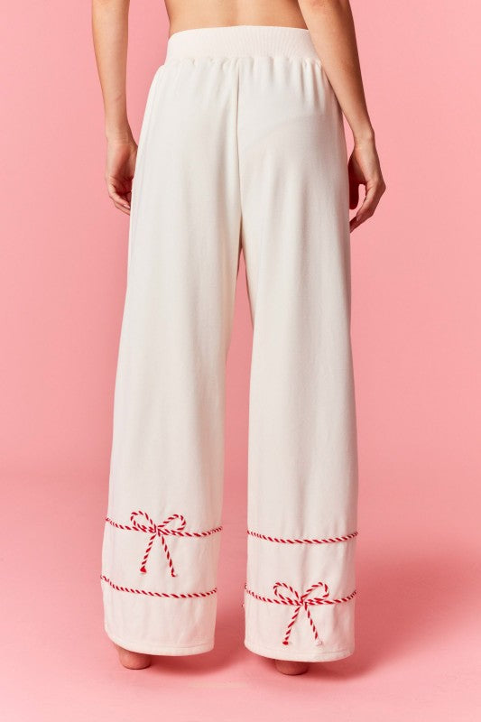 Twist Bow Cord With Waist Tie Detail Soft Sweatpants