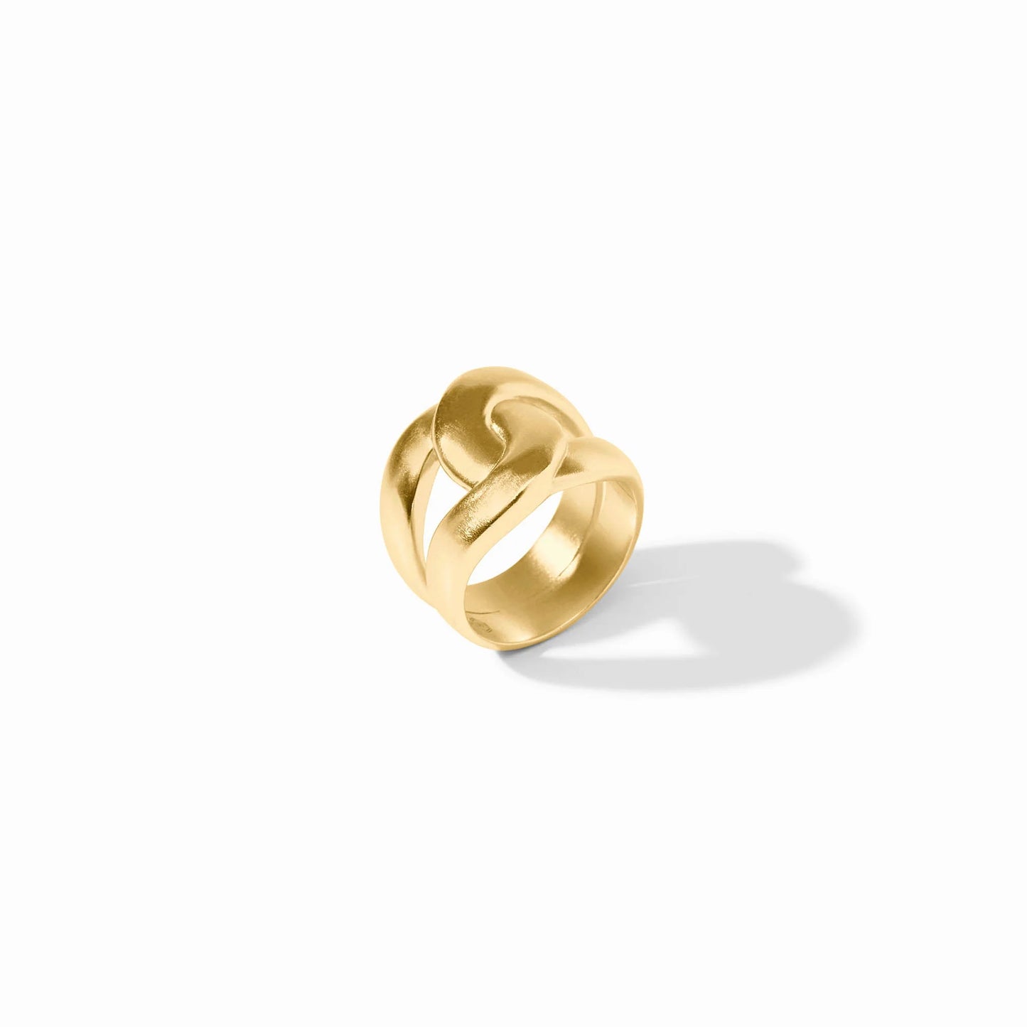 The Infinity Ring | Gold: 24K gold-plated, overlapping sculptural design. Available in sizes 5–9.