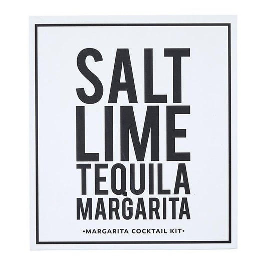 White square sign with bold black "SALT LIME TEQUILA MARGARITA" and "Margarita Cocktail Kit" text. Size: 7"x7".