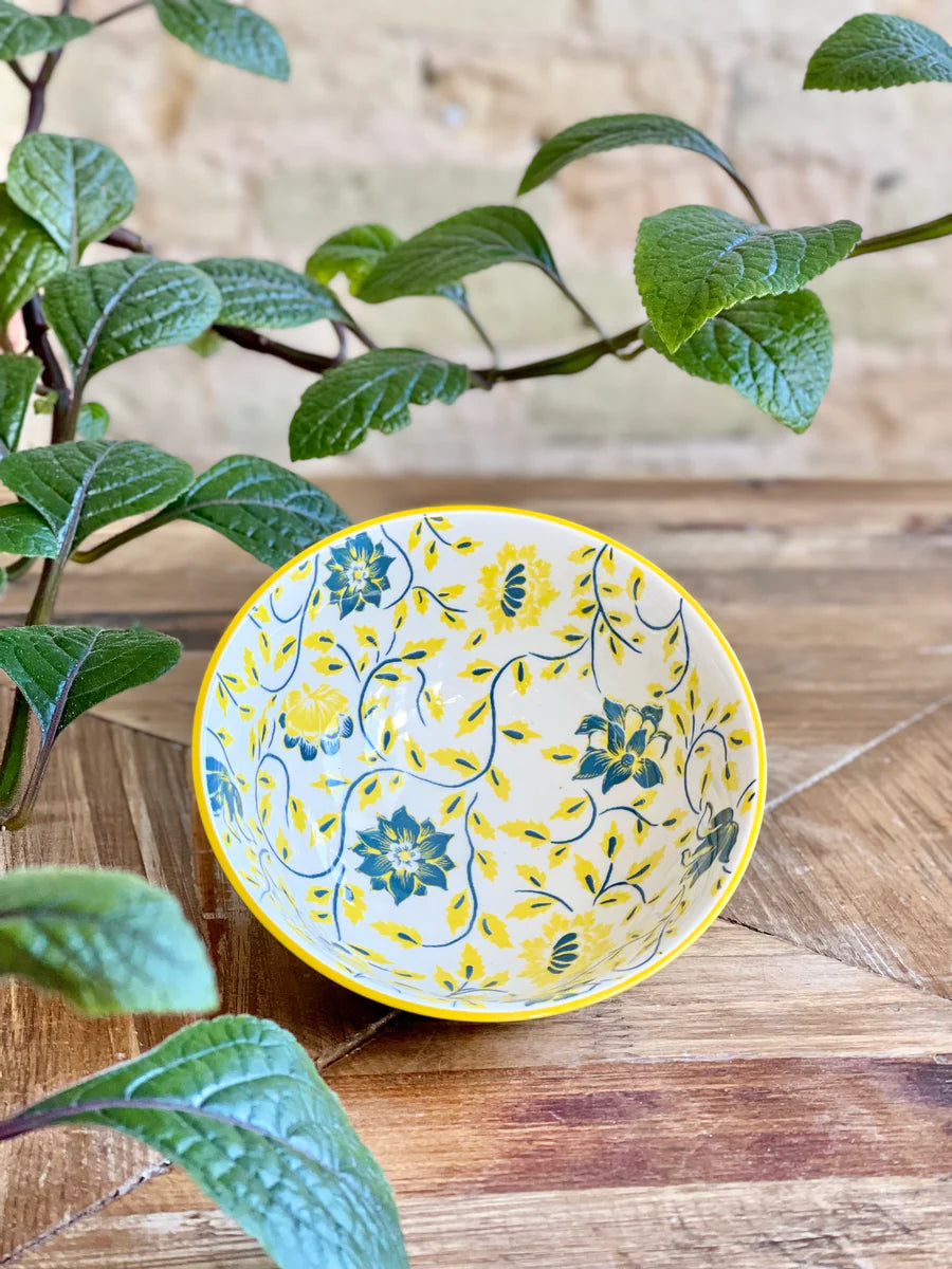 Classic Collection Tidbit Bowl with blue and yellow floral design; available in 4", 6", and 8" sizes.