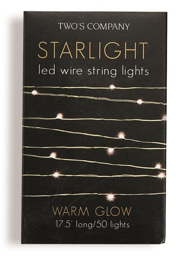 Starlight LED Wire String Lights in Gift Box. 17.5' long, 50 lights, warm glow.