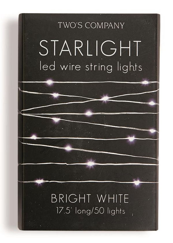 Starlight LED Wire String Lights in Gift Box. 17.5 feet long with 50 lights, emits bright warm glow. Perfect for creating starry night ambiance.