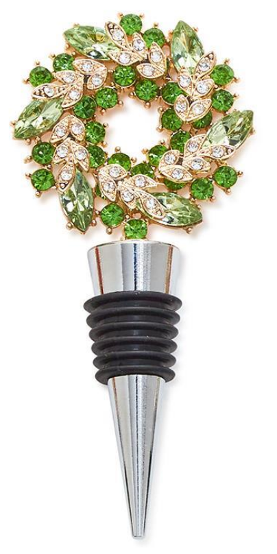 Holiday Wreath Jeweled Bottle Stoppers in Gift Box