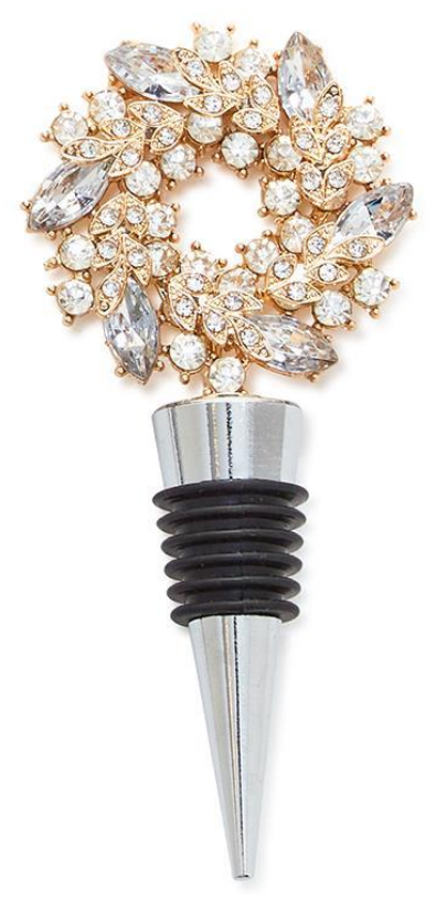 Holiday Wreath Jeweled Bottle Stoppers in Gift Box