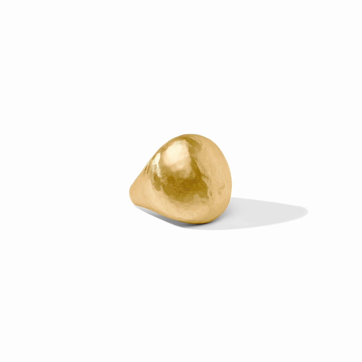 Smooth, shiny, gold teardrop Solara Ring available in sizes 5-9.