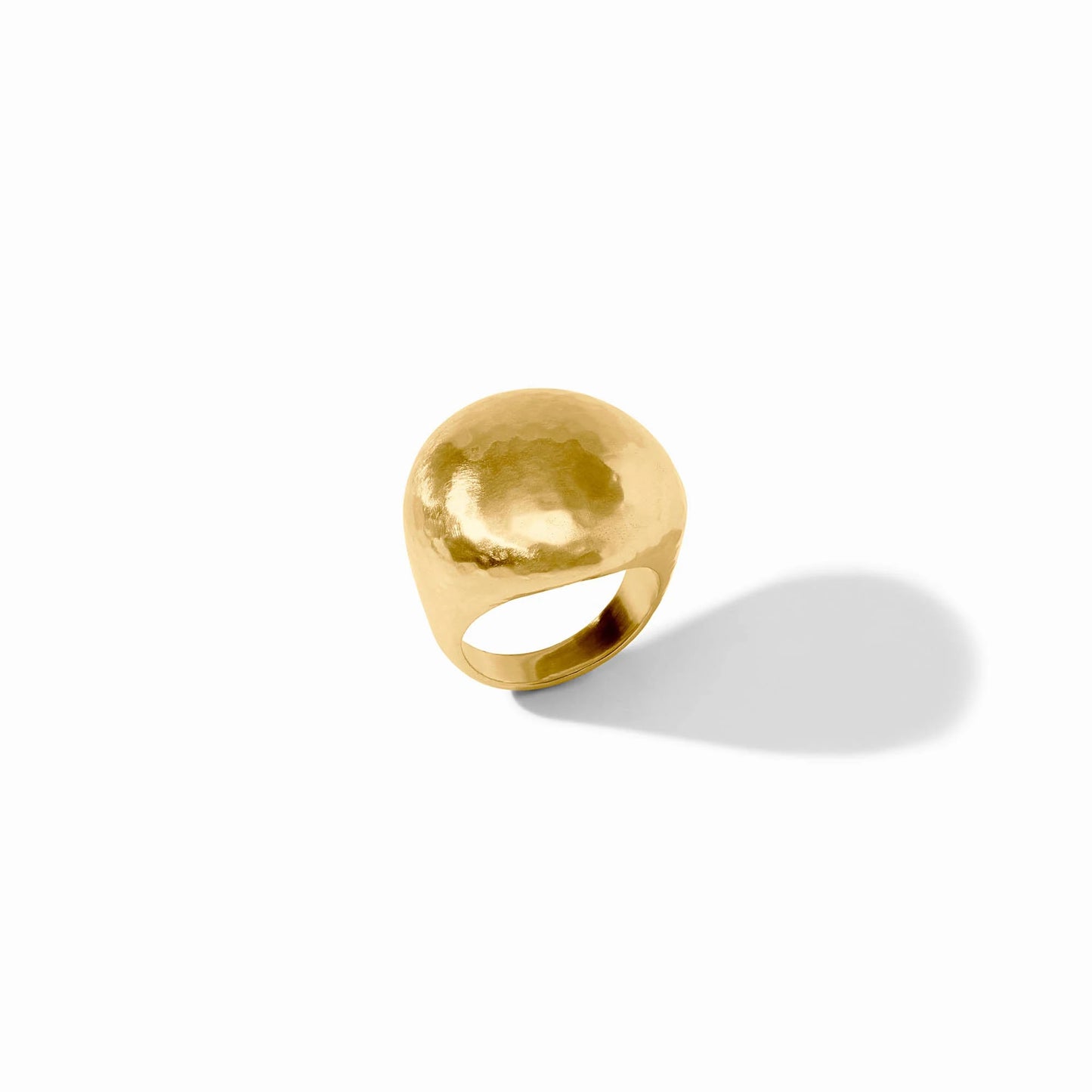 Chunky 24K gold plated Solara Ring by Julie Vos with a rounded, hammered dome design. Available in sizes 6-8.