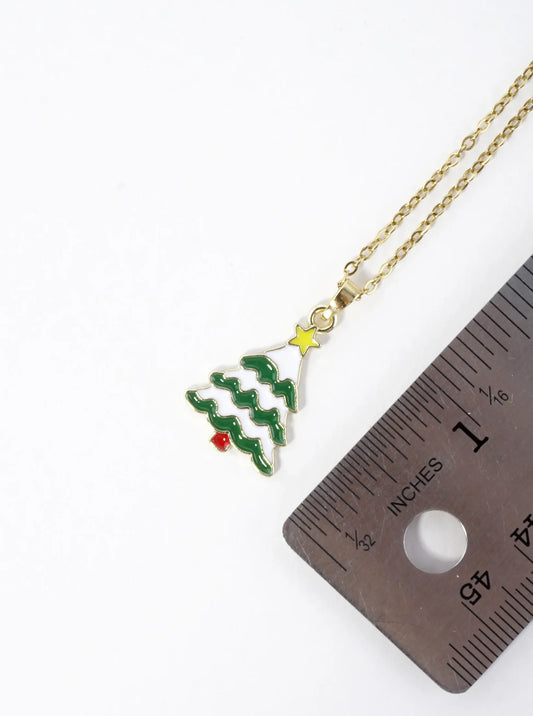 Stainless Steel Christmas Tree Pendant Necklace