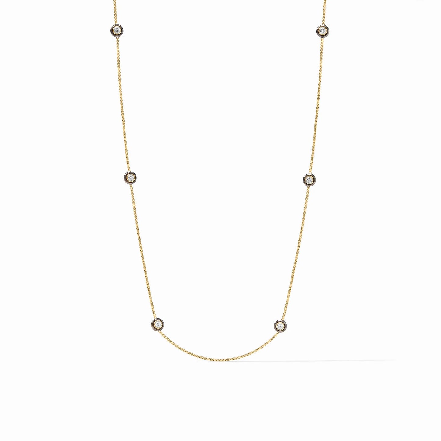 The Tribeca Station Necklace | Mixed Metal: gold-plated chain with round bezel-set stations. Available in 16" or 18" lengths.