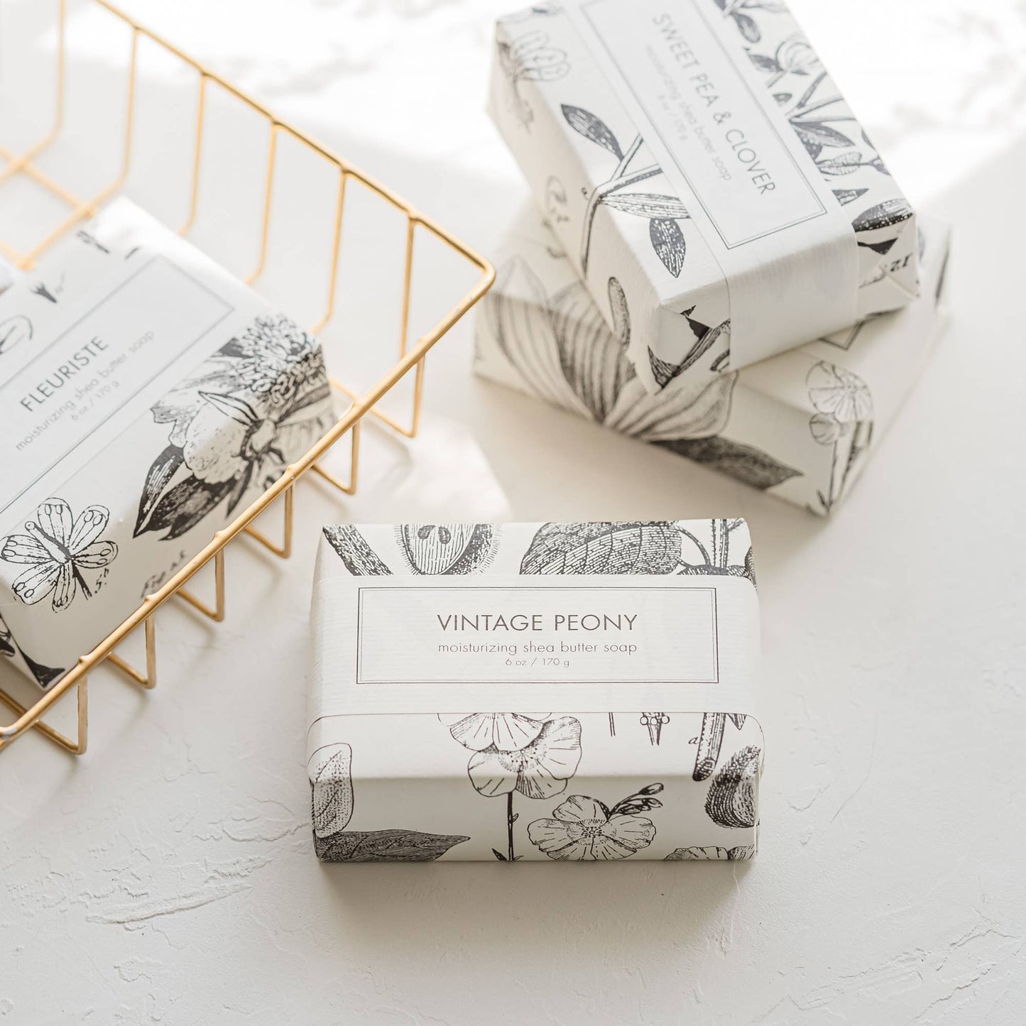 Formulary 55 Vintage Peony Soap - Bath bars with a vintage peony design package. The soap provides a rich lather and is infused with a fresh, floral scent. The product comes in standard size bath bar.