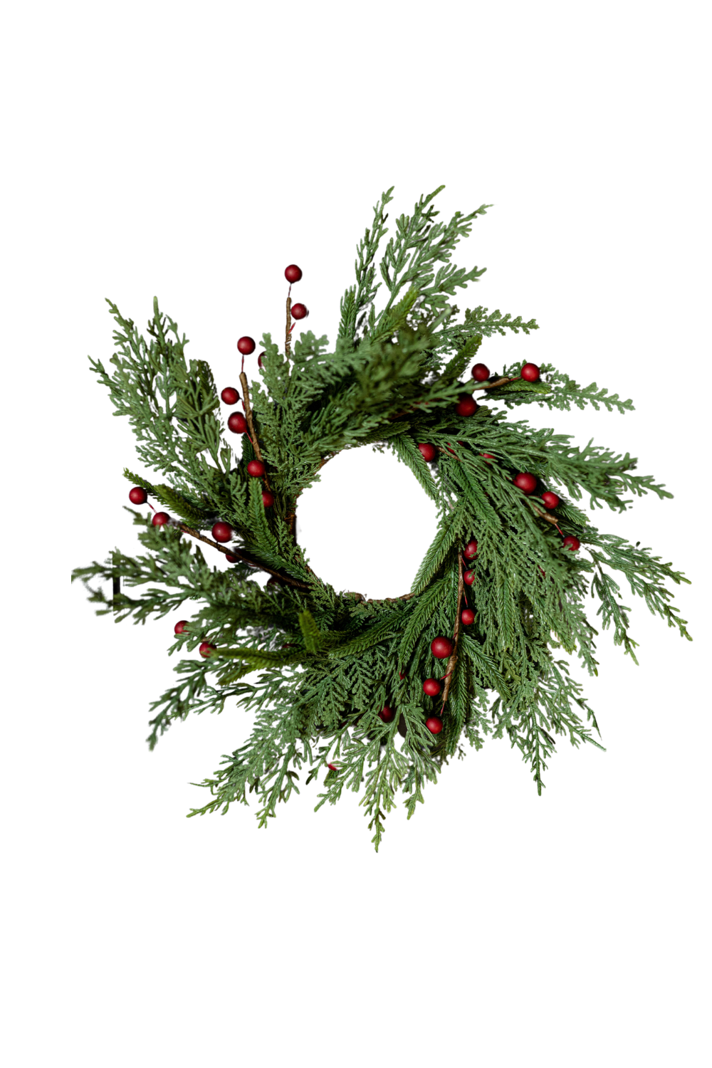 Red Plum Berry Norfolk Cypress Real Touch Wreath - 14"