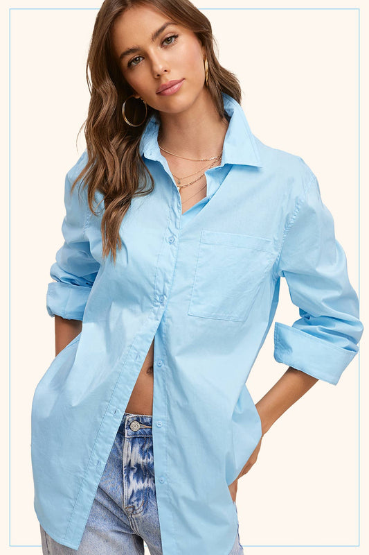 Blue Bell Classic Collared Button Down Poplin Shirt with rolled sleeves. Available in sizes XS–XL.