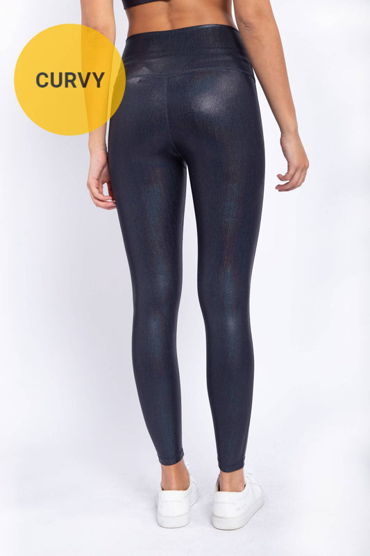 CURVY Iridescent Holo Foil High-Waisted Leggings