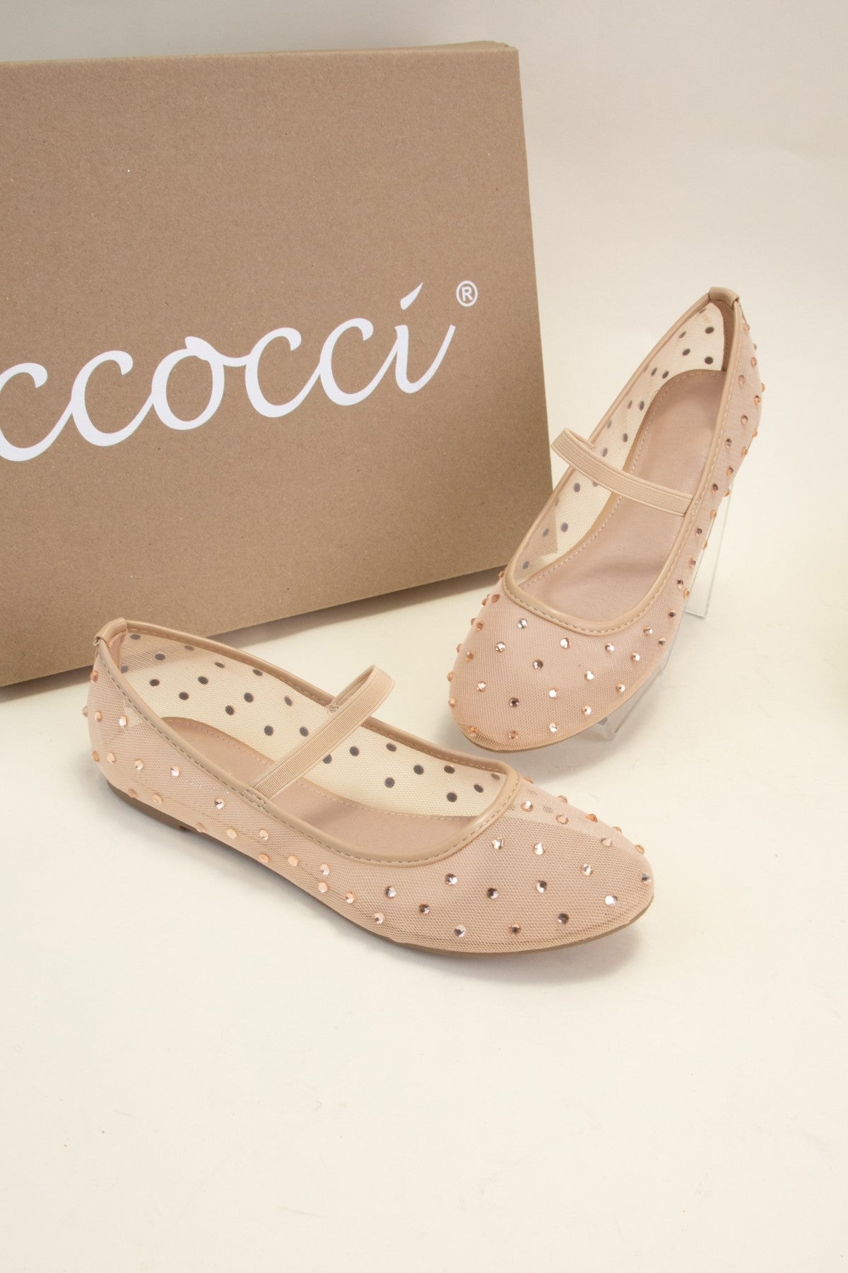 Rhinestone Embellished Mesh Mary Jane Flats. Available sizes: 5, 6, 7, 8, 9.