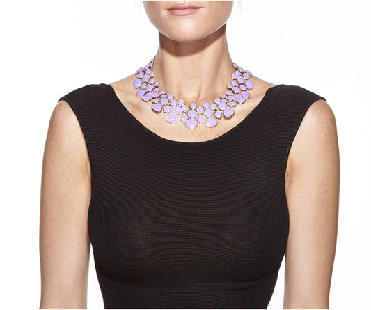 Adel Purple Collar Necklace with chunky, layered purple enamel design. Available in S/M/L.