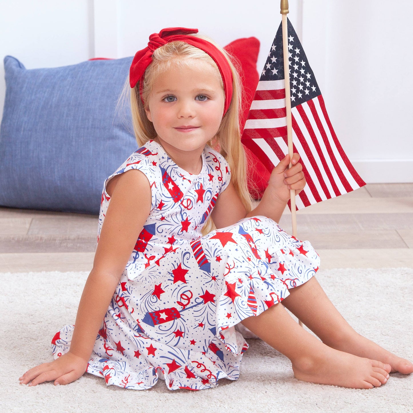 Girls Sparkly 4th of July Bamboo Dress