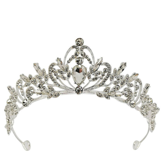 Crystal Tiara with Large crystal in the middle and smaller ones on a floral-like design