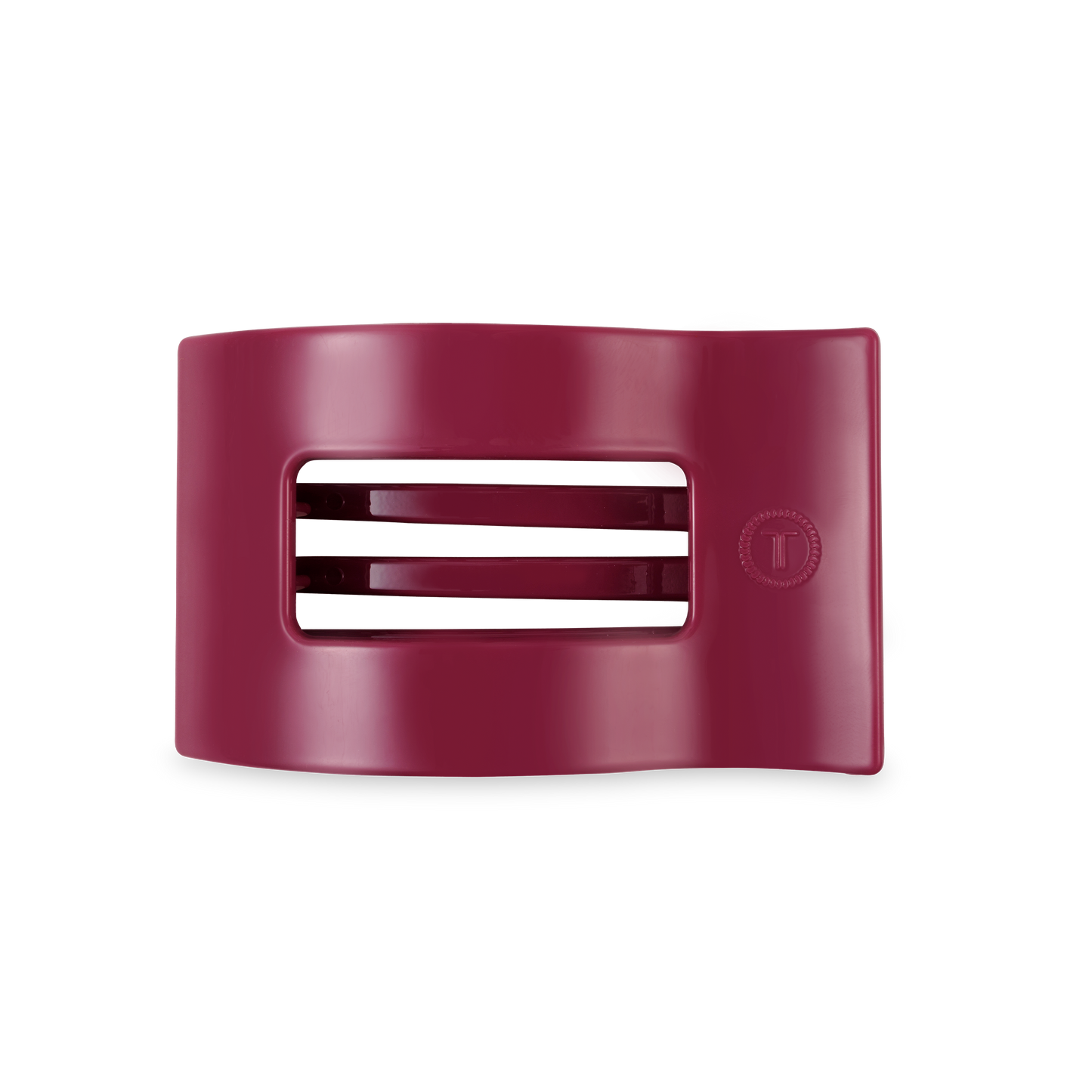 Maroon TELETIES Flat Rectangle Hair Clip with curved edge and two inner prongs. Available in medium and large sizes.