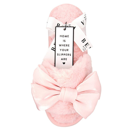 Light Blush Bow Slippers
