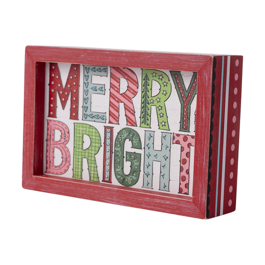 Colorful Merry and Bright Small Framed Board