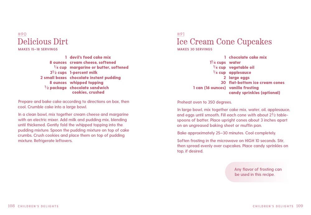 Two recipe pages from "101 Things to Do With a Cake Mix, new edition," available in standard cookbook size.