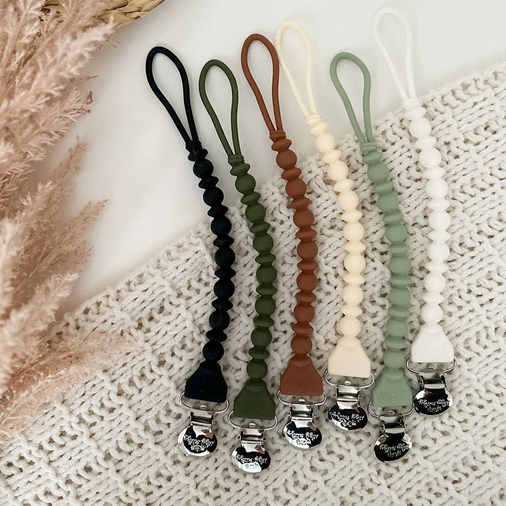 Sweetie Strap™ Silicone One-Piece Pacifier Clips: Hero Blue Beaded