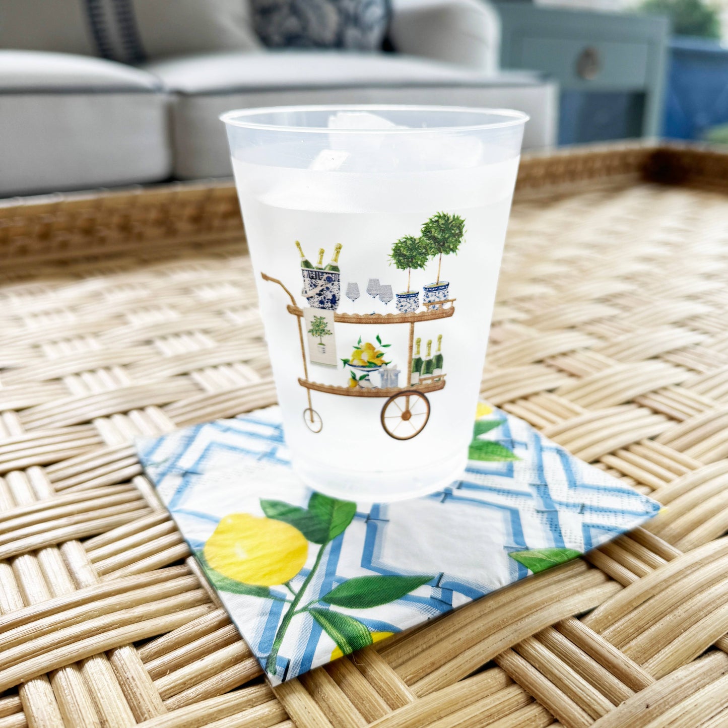 Bamboo Lemon Print Paper Cocktail Napkins, Pack of 20. Available in 5x5 inch size.