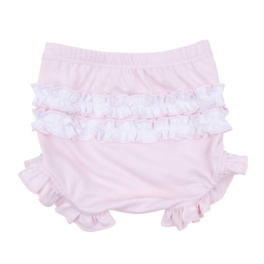 Willow's Classics Smocked Ruffle Short Sleeve Diaper Cover Set - Pink: 3 Months