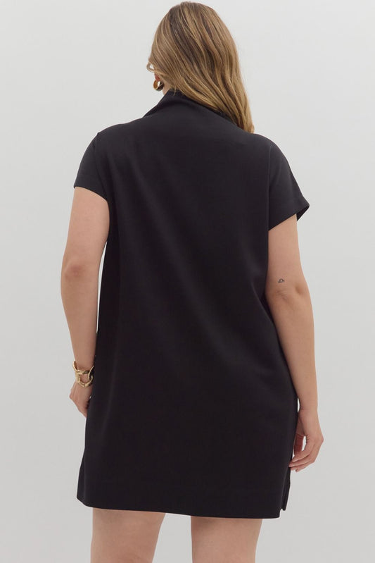 Solid Mock Neck Pullover Dress