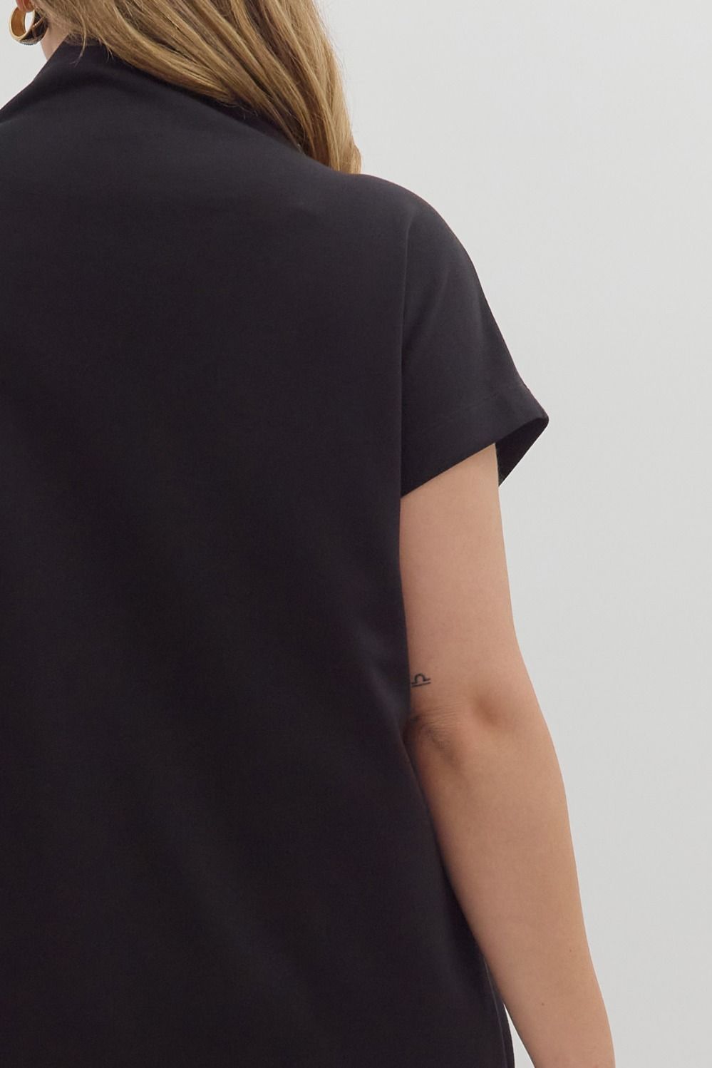 Solid Mock Neck Pullover Dress