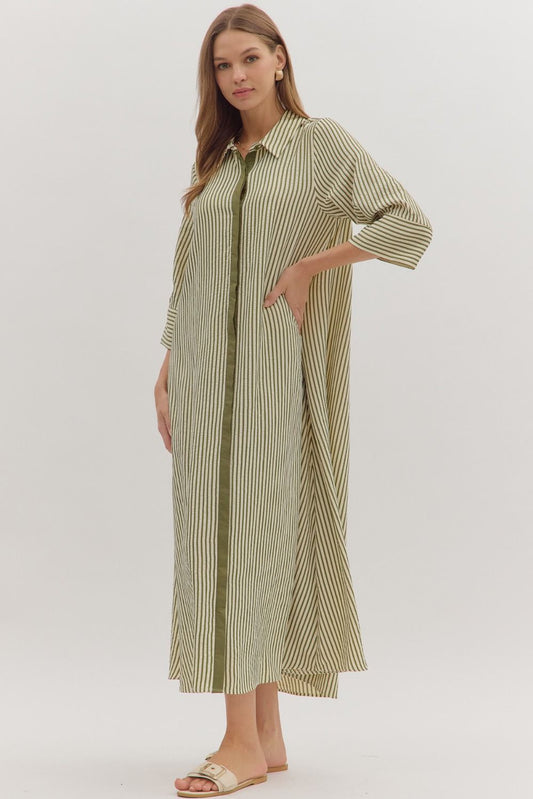 Laney Collared Striped Midi Dress