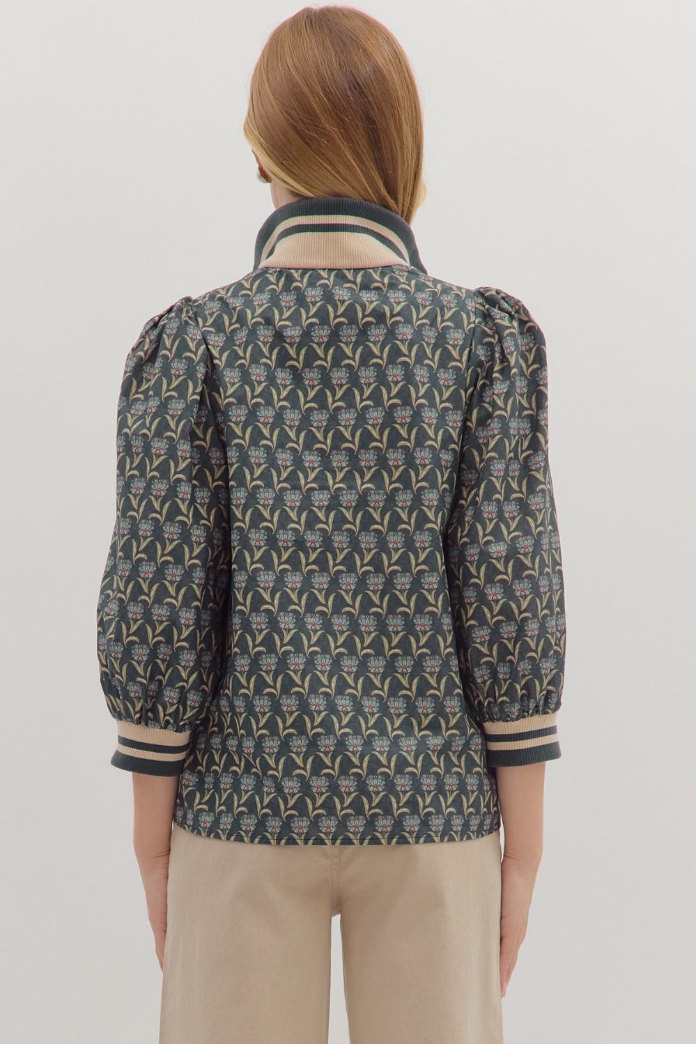 Taylor Floral Print Half-Zip Top