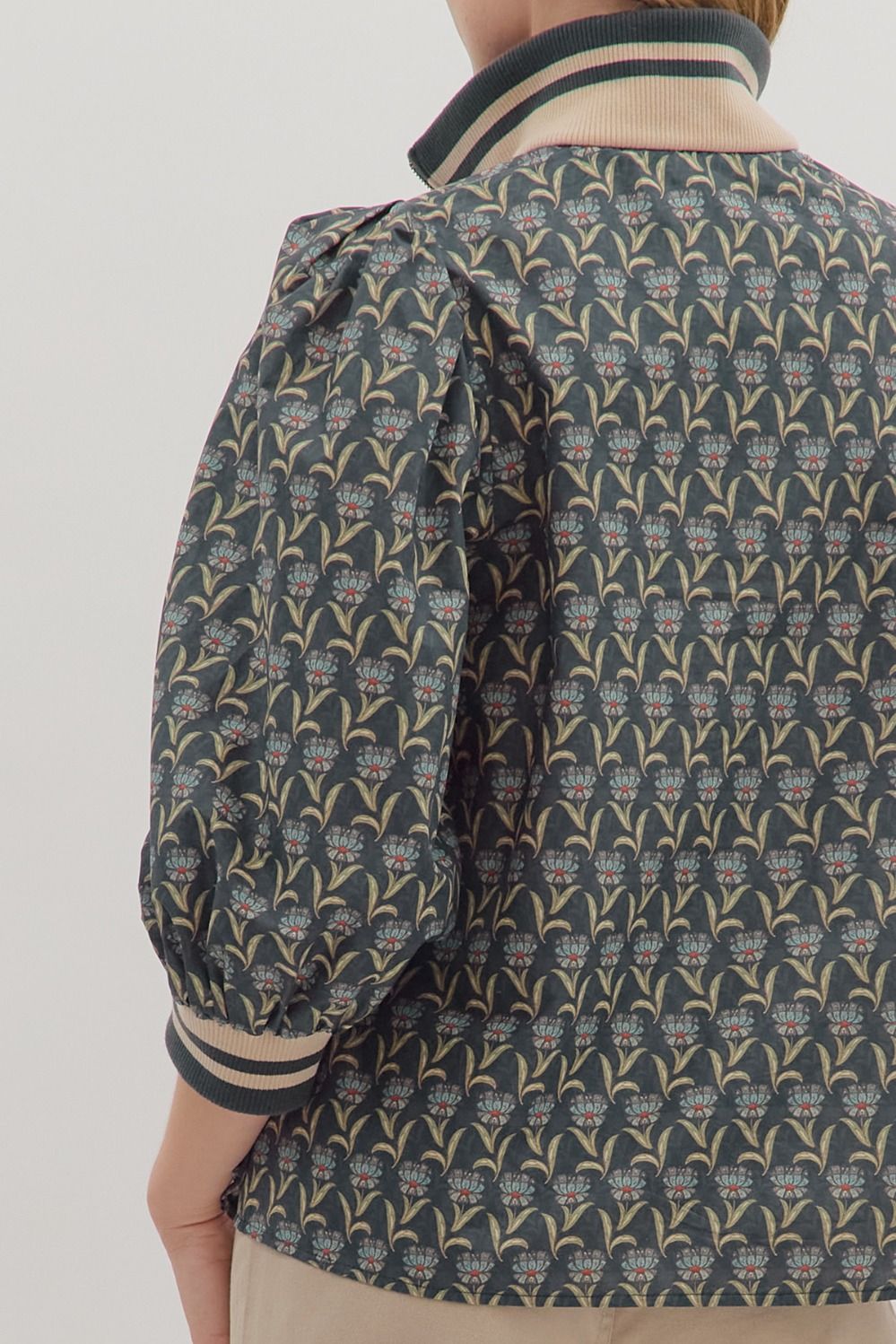 Taylor Floral Print Half-Zip Top