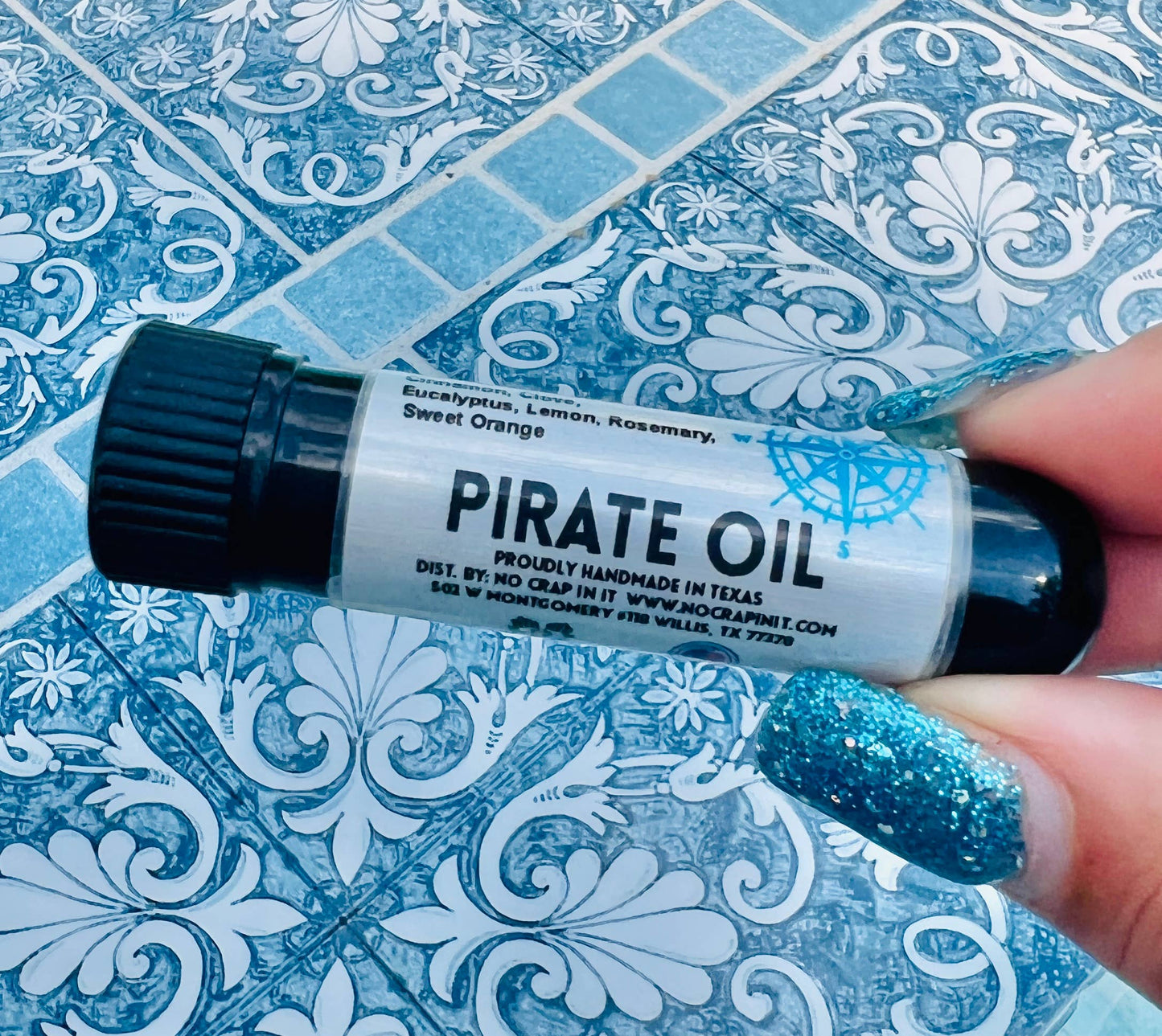 Inhalers: Pirate" essential oil inhaler with Cinnamon, Clove, Eucalyptus, Lemon, and Sweet Orange. Available in 5ml and 10ml.