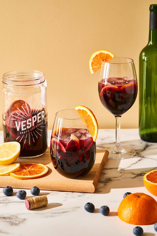32 oz Craft Cocktail Kit - Red Velvet Sangria with orange slices and blueberries. Other sizes available.