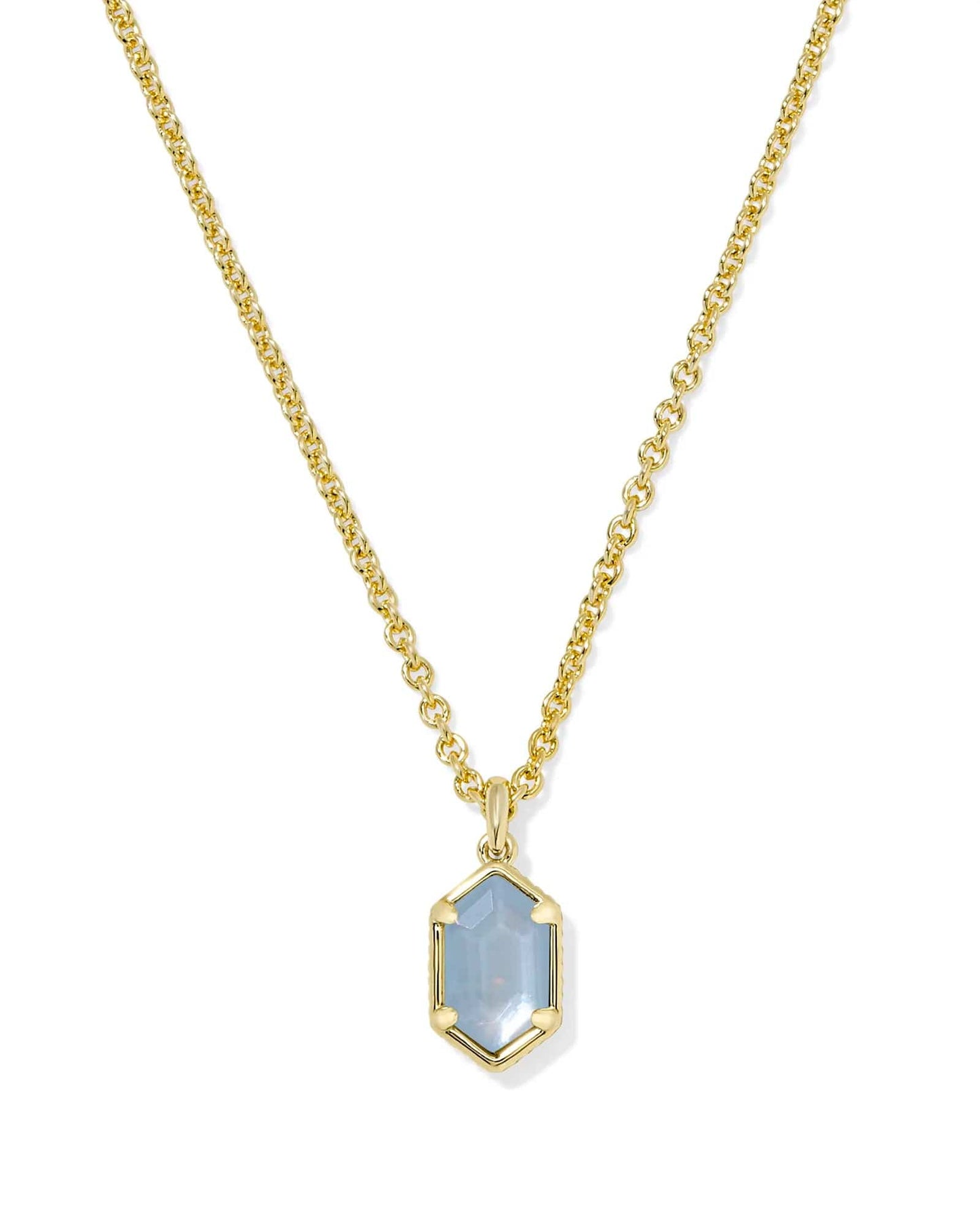 Kendra Scott Women - Accessories - Earrings HALLIE SHORT PENDANT NECKLACE GOLD SKY BLUE MOTHER OF PEARL | Kendra Scott