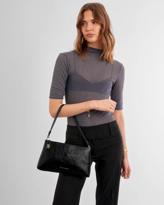 Orin Twist Lock Small Shoulder Bag shown, compact size; available in small only.
