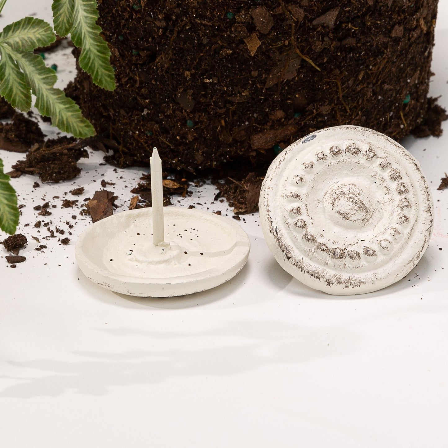 Two round, white seed paper discs. Available size: 2 inches in diameter.