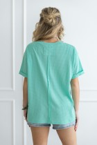 Two-Tone Waffle Knit Top featuring a relaxed fit and textured finish. Sizes available: S, M, L, XL.