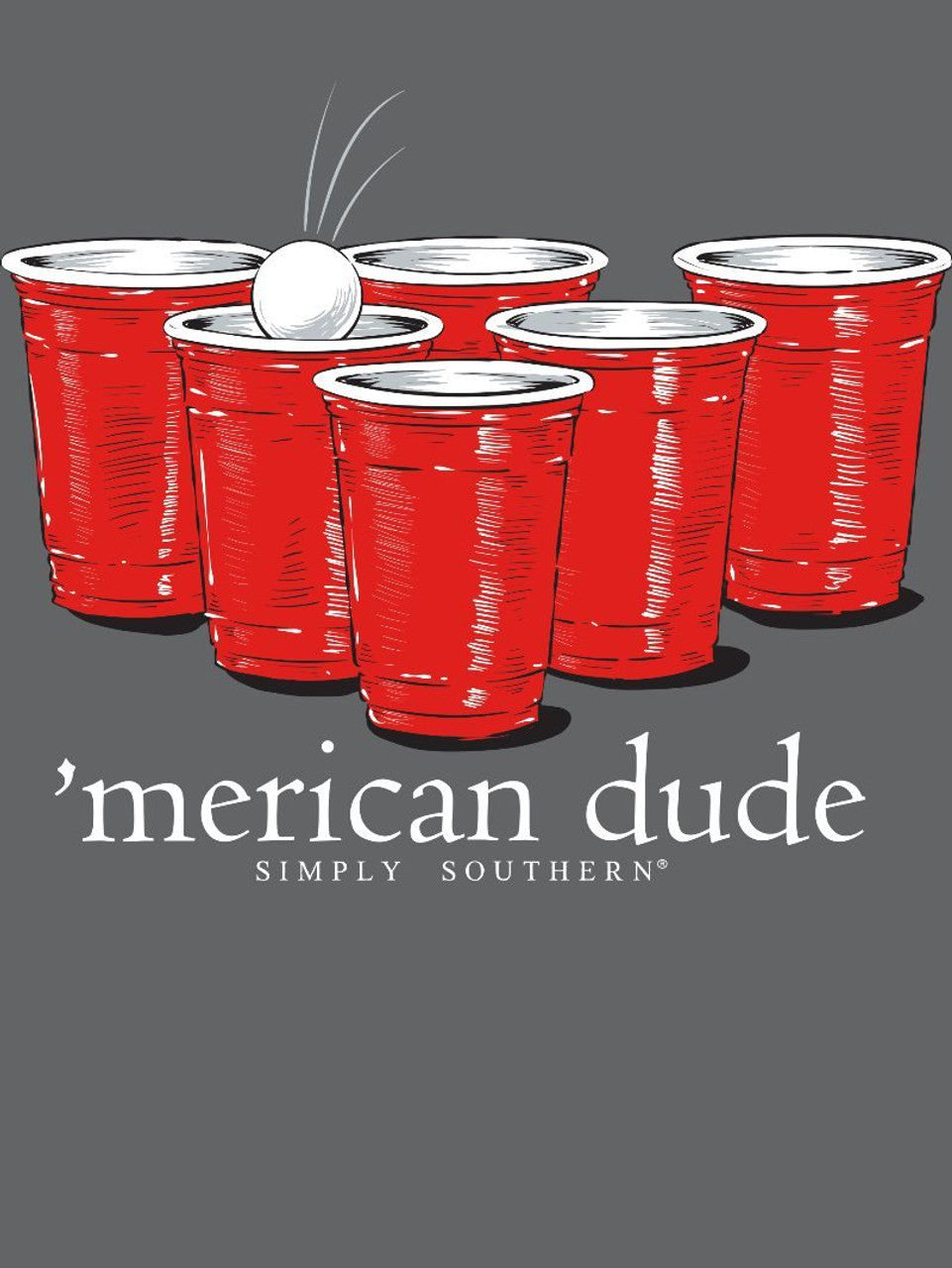 Detail image of graphic on the back of gray t-shirt.