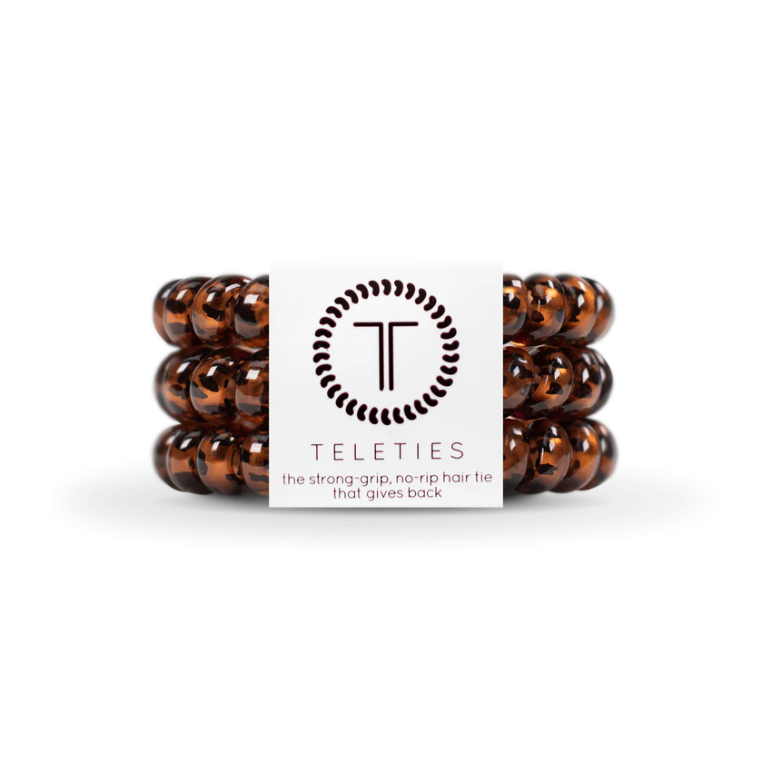TELETIES Hair Ties Set - Brown: Strong grip, no-rip performance. Sizes available: Small, Large.