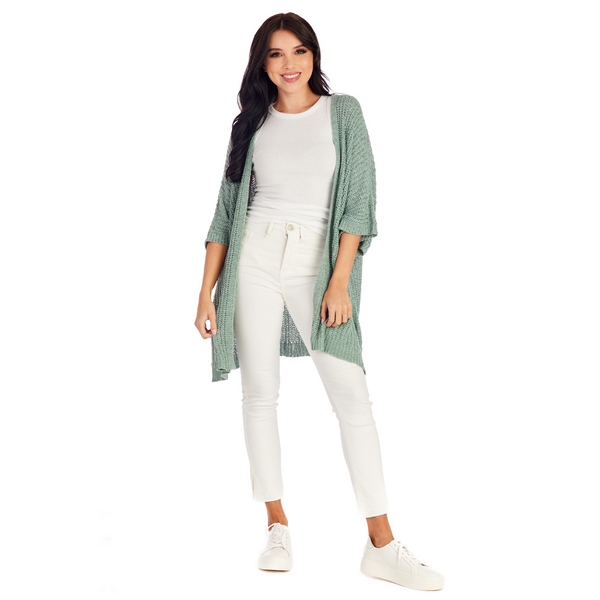 Brynn Cardigans in light green; available in sizes XS–XL.