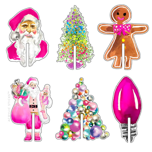 Pretty in Pink Christmas Acrylic Drink Clips