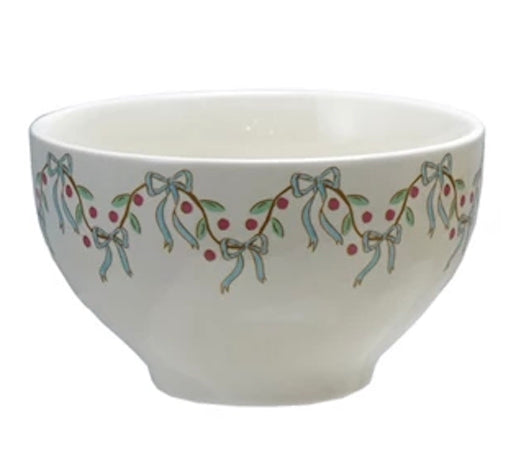 Holiday Stoneware Bowl with Bows | 4 Styles
