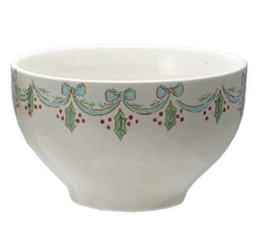 Holiday Stoneware Bowl with Bows | 4 Styles