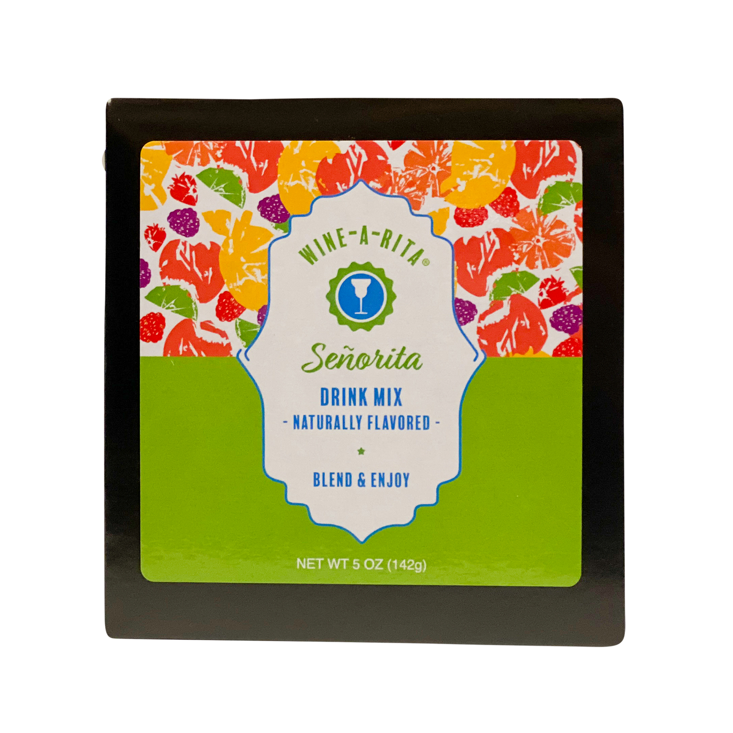 Senorita Minis margarita drink mix, kosher, naturally flavored, available in 5 oz (142g) package.