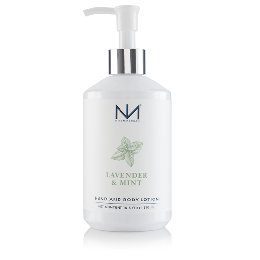 Lavender & Mint Hand and Body Lotion, white bottle with pump
