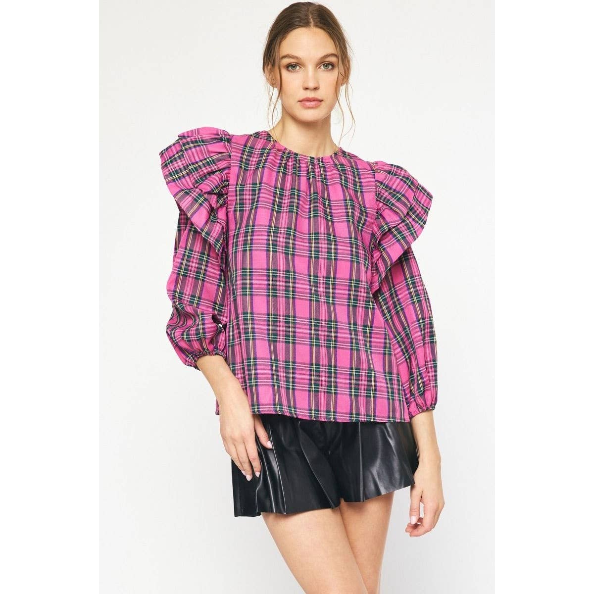 Plaid print top