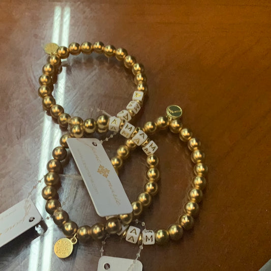 Mama Gold Stretch Beaded bracelet