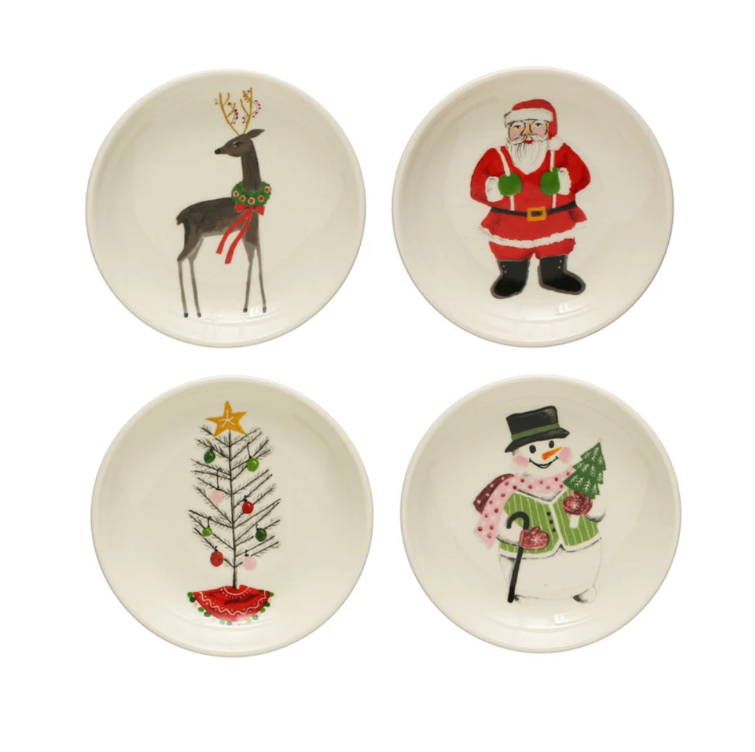 Stoneware Plate with Holiday Image, 4 Styles